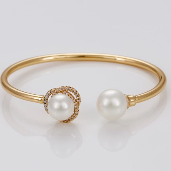 Beautiful Pearl 18KGP Bangle Bracelet - Picture 4 of 9